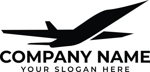 Plane taking off silhouette vector illustration, black airplane take off shape, jet airliner takeoff, plane departure modern design isolated on white background