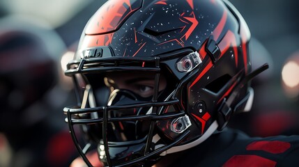 Fototapeta premium Vibrant professional sports helmet design dynamic football illustration for enthusiasts