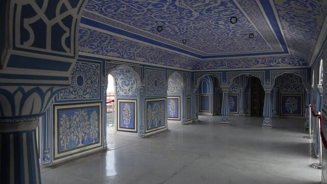 Sukh Niwas blue room in the city palace, Rajasthan, Jaipur, India