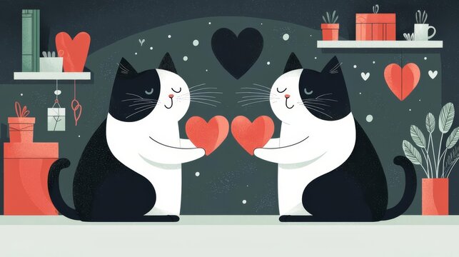Cute cats sharing love and affection together.