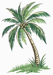 Obraz premium coconut tree watercolor isolated on white background. Watercolor Coconut Tree Illustration - Tropical 3D Render for Creative and Nature Projects.