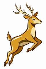 Fototapeta premium deer jumping isolated on white background. Graceful Jumping Deer Illustration - Elegant 3D Render for Wildlife and Nature Projects.