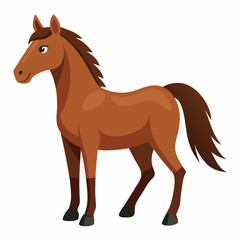 brown horse isolated on white background. Elegant Brown Horse Cartoon - Vibrant 3D Render Graphic for Animal and Nature Projects.