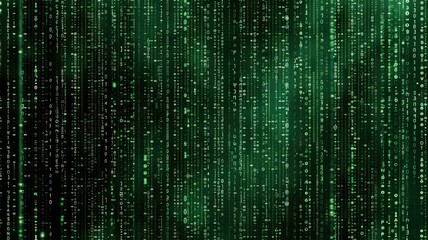 A vibrant green matrix-style digital background perfect for commercial proposals and presentations. It features flowing binary code that evokes innovation and technology.