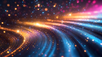 Fototapeta premium Glittering light trails weaving through the starry night sky creating a magical and ethereal display of light and color
