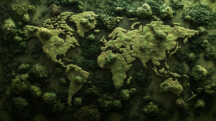 A Lush Green World:  A 3D Render of Earth Covered in Verdant Foliage, Illustrating Environmental Conservation and Sustainability.