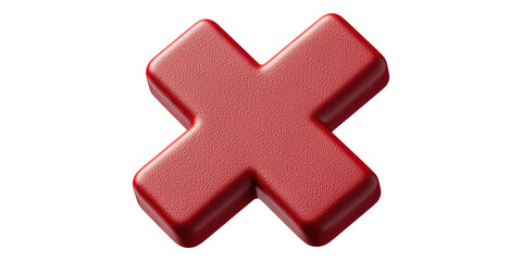 Obraz premium Red 3d cross symbol isolated on transparent background