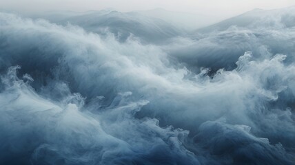 Obraz premium Abstract composition of fog and air movement in shades of blue and white, creating a dreamy, ethereal feel.