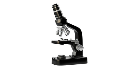 Black scientific microscope isolated on transparent background