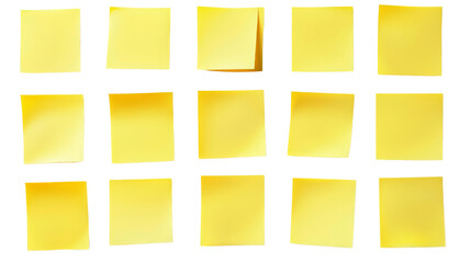 Yellow sticky note isolate on transparent background, PNG file