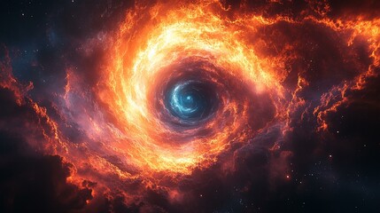 A swirling, multi-colored vortex opening up to reveal a luminous and abstract representation of a product, symbolizing innovation and discovery. 197