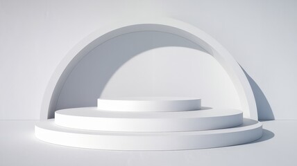 White Circular Platform with Semi-Circular Backdrop