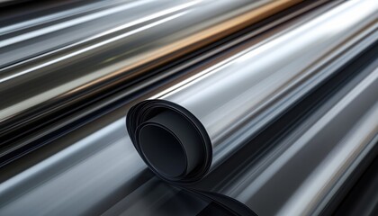 Metal Sheet Rolls: Zinc, Aluminium, And Steel Rolls Stored In Factory Warehouse. A Variety Of Metal Options Available For Production.