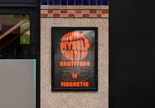 Customizable vertical Sign Mockup Displayed Outside in Sidney. Pub / restaurant concept