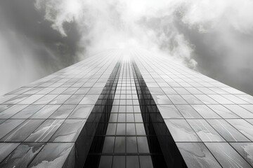 Fototapeta premium A black and white photo of a tall building