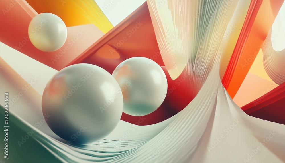 Poster soft ball and abstract geometric shapes: a computer-generated digital artistic rendering with a uniq