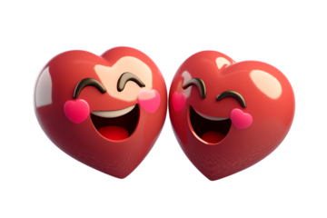 3D rendered love emoji icon, realistic and expressive, high-definition on transparent background