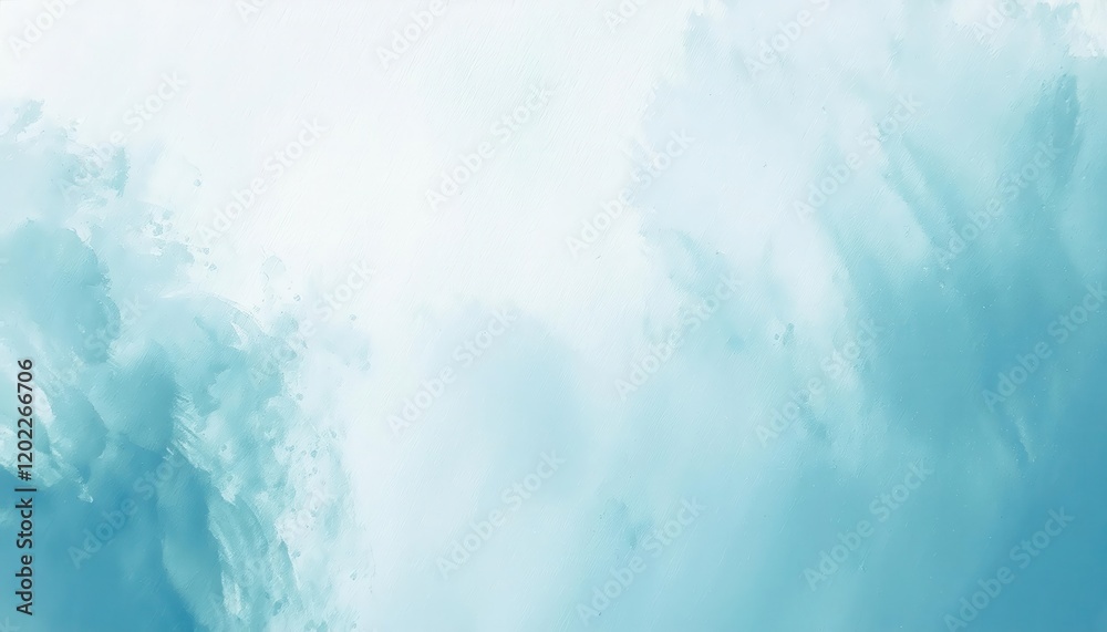 Poster soft turquoise watercolor texture with abstract cloud like pattern for minimalistic design, backgrou