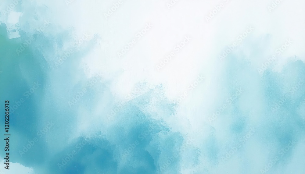 Poster soft turquoise watercolor texture with abstract cloud like pattern for minimalistic design, background, or digital art project