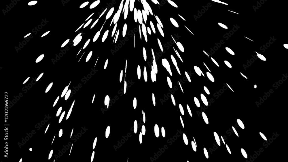 Poster Dynamic abstract white particles scattered against a black background, creating a minimalist and modern motion effect, Vertical video animation