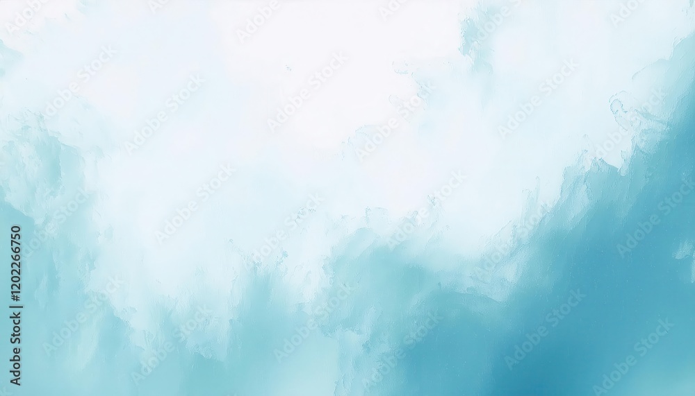 Poster soft turquoise watercolor texture with abstract cloud like pattern for minimalistic design, backgrou