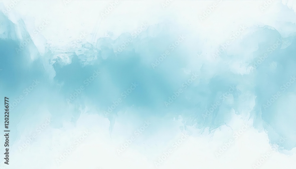 Poster soft turquoise watercolor texture with abstract cloud like pattern for minimalistic design, backgrou