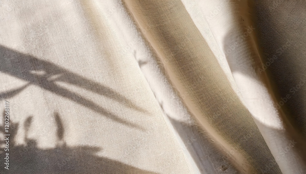 Aufkleber soft beige textured fabric with gentle folds and subtle light patterns, perfect for design backgroun