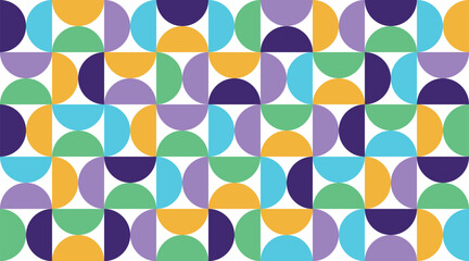 Trendy bauhaus style geometric pattern. Modern colorful background with simple elements. Geometric shapes retro texture concept. Design for print, presentation, minimalist poster. Vector illustration