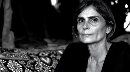 A woman sitting alone, her enduring eyes reflecting a lifetime of memories and unwavering love for a family thatâ€™s no longer with her.