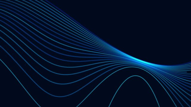 Blue lines flowing and connecting on dark background.