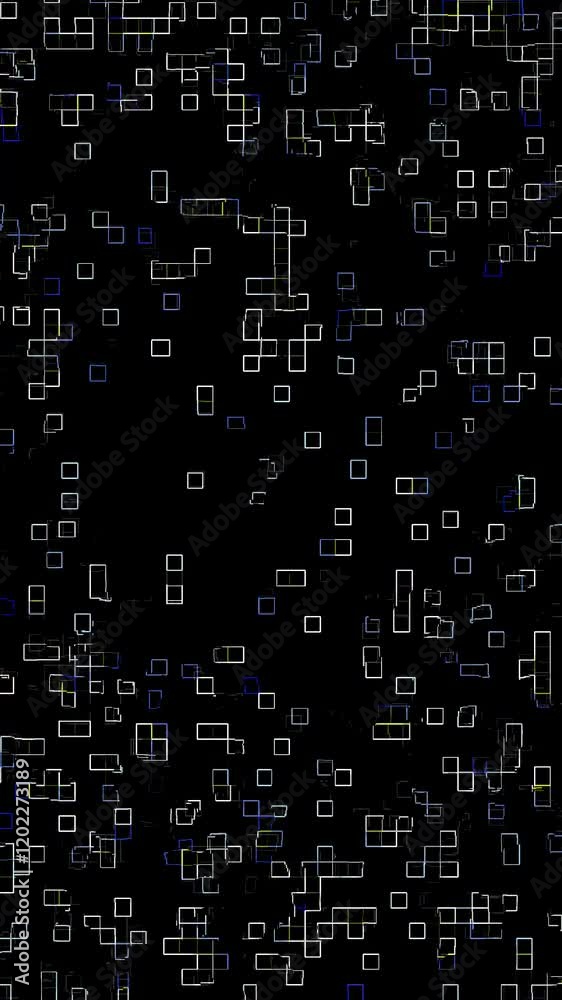 Poster Vertical video animation particles spread across a black background in an abstract pattern
