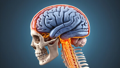 Lateral View of Brain with Spinal Cord