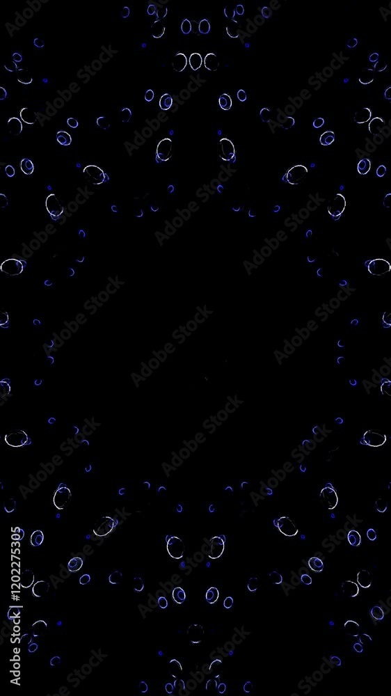 Poster Vertical video animation neon confetti-like particles spread across a black background in an abstract explosion pattern
