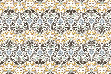 seamless floral pattern with flower and leaf motifs vintage ornamental design for fabric wallpaper textile patterns and creative project designs