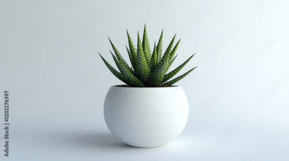 Poster White Vase with Green Plant