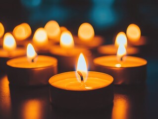 Lit Candles on Table