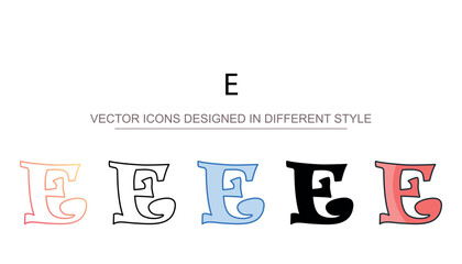 E icon design with white background stock illustration