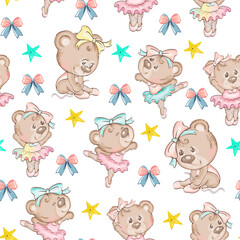 Obraz premium seamless background with cute baby bears pattern.