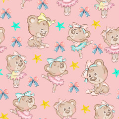 Obraz premium seamless background with cute baby bears pattern.