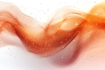 Abstract Orange Waves With Golden Glitter