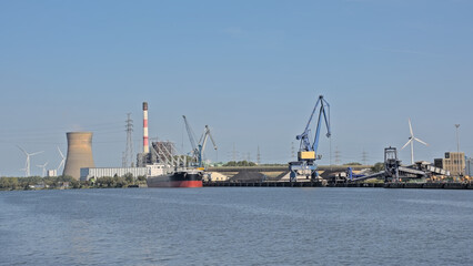 Port of Ghent, Belgium, along canal Ghent Terneuzen