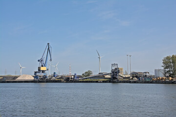Port of Ghent, Belgium, along canal Ghent Terneuzen