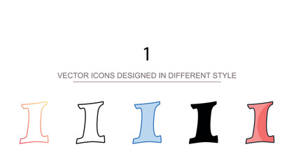 1 icon design with white background stock illustration