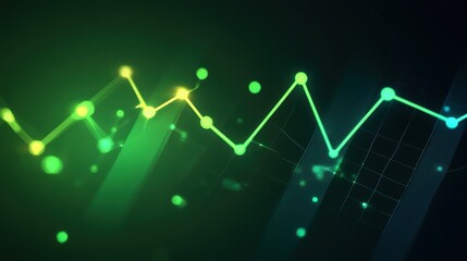 Obraz premium A vibrant digital graph with green and yellow lines showcasing data trends.