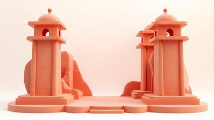 Minimalist Coral Architecture Gateway to Serenity