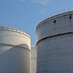 Detail of Industrial storage silo`s i the port of Ghent. D
