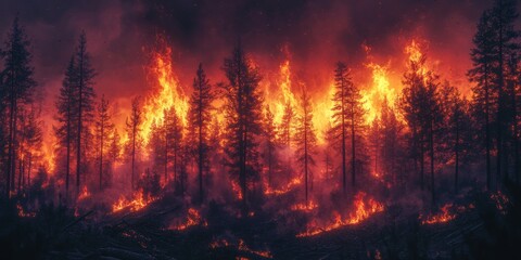 Fototapeta premium Dramatic Forest Fire: Nature's Fury Unleashed 33