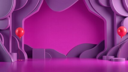 Abstract Purple and Red Balloon 3D Render Background