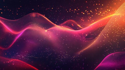Obraz premium Abstract colorful waves with glowing particles and a dreamy background.
