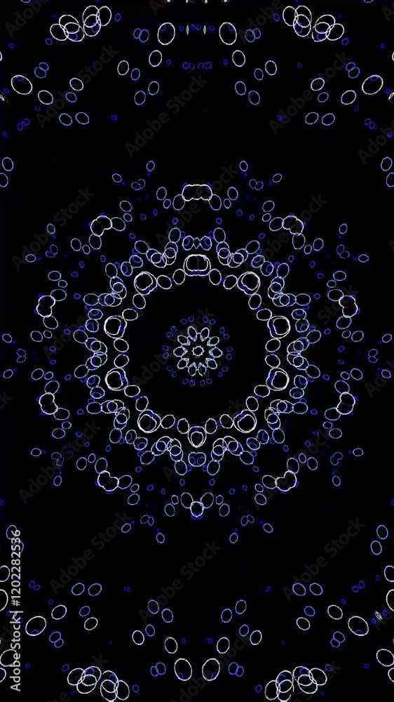 Aufkleber hypnotic abstract kaleidoscope pattern featuring glowing neon rings arranged in circular symmetry ag